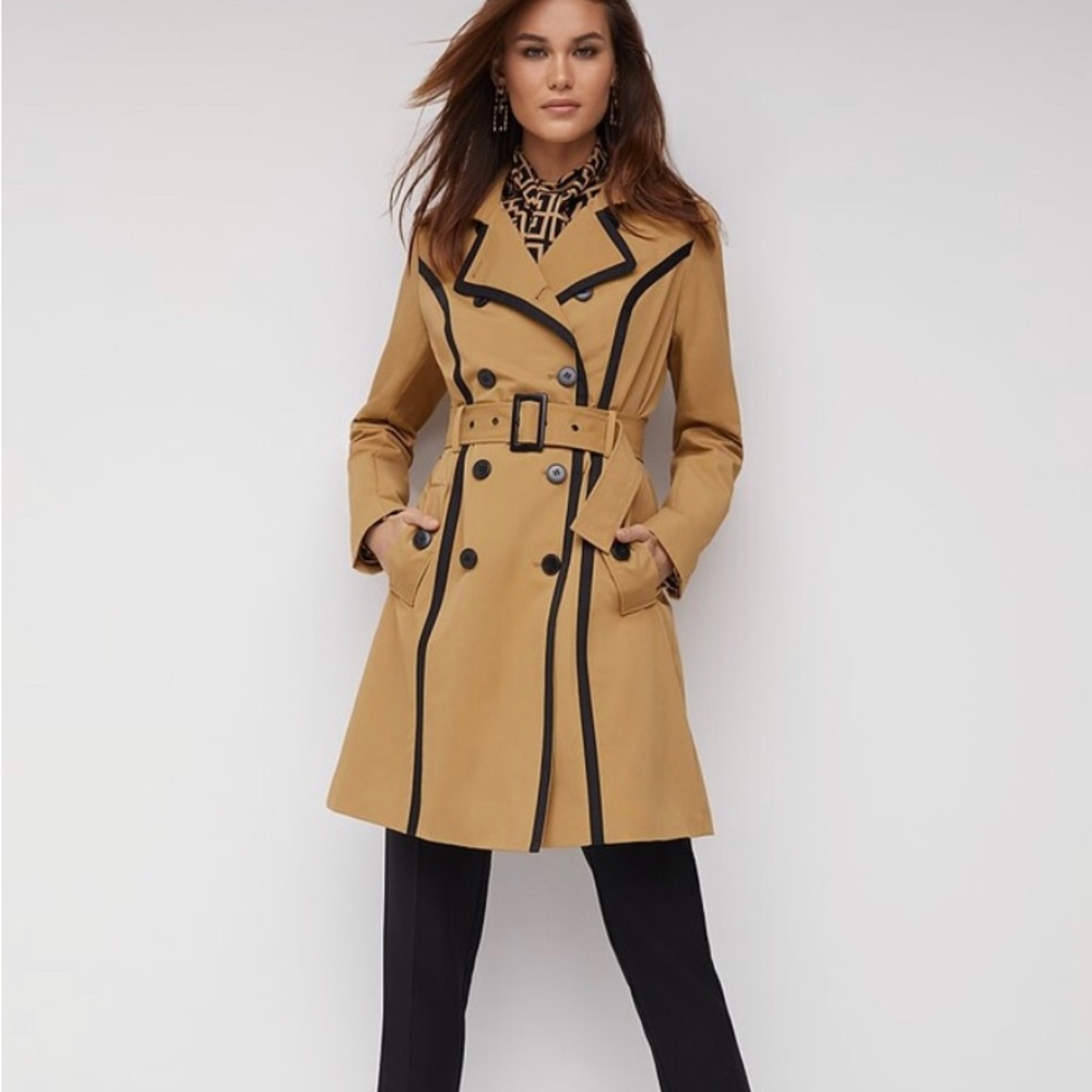 New York & Company Contrast Trim Trench Coat